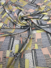 Satin charmeuse 54" wide    Beautiful geometrical design in pastel colors satin charmouse fabric sold by the yard