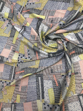 Satin charmeuse 54" wide    Beautiful geometrical design in pastel colors satin charmouse fabric sold by the yard