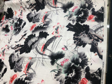 Satin charmeuse digital print 54&quot; wide    Beautiful white black red colors silky satin charmeuse fabric sold by the yard