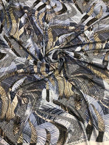 Satin  charmuse digital print 54" wide   Beautiful blue abstract print silky satin charmeuse fabric sold by the yard