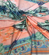 Satin charmeuse digital print 54&quot; wide   Beautiful landscape silk satin charmeuse fabric sold by the yard