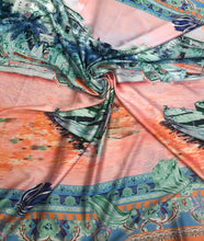 Satin charmeuse digital print 54&quot; wide   Beautiful landscape silk satin charmeuse fabric sold by the yard