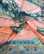 Satin charmeuse digital print 54&quot; wide   Beautiful landscape silk satin charmeuse fabric sold by the yard