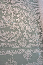 Hand beaded re-embroided bridal lace, 52” wide