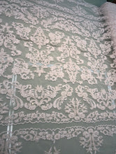 Hand beaded re-embroided bridal lace, 52” wide
