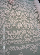 Hand beaded re-embroided bridal lace, 52” wide