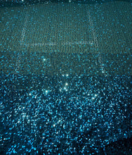 Sequin on tule 58&quot; wide   Beautiful turquise color border style sequin fabric sold by the yard