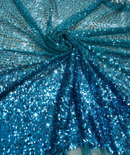 Sequin on tule 58&quot; wide   Beautiful turquise color border style sequin fabric sold by the yard