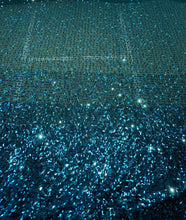 Sequin on tule 58&quot; wide   Beautiful turquise color border style sequin fabric sold by the yard