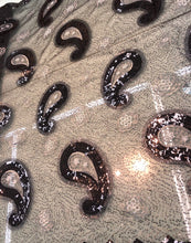 Sequins allover paisley design 54&quot; wide   Beautiful black on black paisley design sequins on net fabric sold by the yard