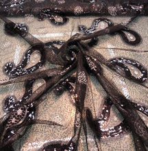 Sequins allover paisley design 54&quot; wide   Beautiful black on black paisley design sequins on net fabric sold by the yard