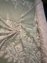 White bridal lace 52&quot; wide   Beautiful white      re embroidered bridal border style lace fabric sold by the yard