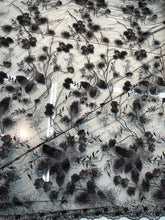 Floral embroidery design on mesh with sequins glitter on mesh fabric sold by the yard