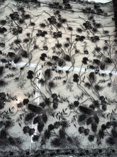 Floral embroidery design on mesh with sequins glitter on mesh fabric sold by the yard