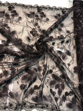 Floral embroidery design on mesh with sequins glitter on mesh fabric sold by the yard