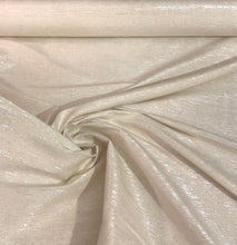 Raw silk 48&quot; wide   Beautiful ivory color noil silk with matalic silver stripes in the fabric sold by the yard