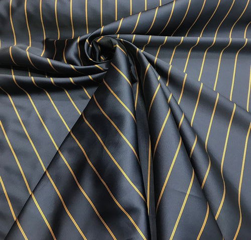 Mikado/Zibelline fabric 58" wide   Beautiful navy with gold stripes mikado/zibilline fabric sold by the yard