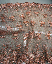 Crochet lace, beautiful floral crochet spiderweb lace with 3D flowers attached   39&quot; wide copper color lace fabroc sold by the yard