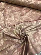 Reversible damask fabric 54&quot; wide  beautiful gold wine combination color poly damask jaquard fabric sold by the yard