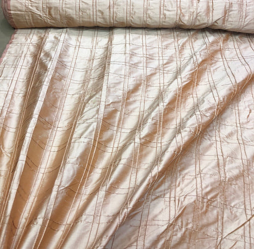 Double stiched silk shantung pintuck fabric 52" wide   Beautiful champagne 100% silk shantung fabric sold by the yard
