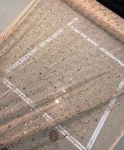 Spider web mesh with sequin embroidered, beautiful cream color mesh with gold sequin embroidery 52&quot; wide fabric sold by the yard