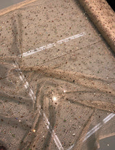 Spider web mesh with sequin embroidered, beautiful cream color mesh with gold sequin embroidery 52&quot; wide fabric sold by the yard