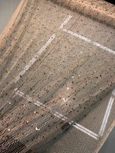 Spider web mesh with sequin embroidered, beautiful cream color mesh with gold sequin embroidery 52&quot; wide fabric sold by the yard