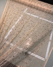 Spider web mesh with sequin embroidered, beautiful cream color mesh with gold sequin embroidery 52&quot; wide fabric sold by the yard