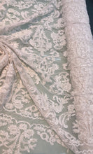 White Bridal lace, beautiful white color hand embroidery re-embroided 52&quot; wide bridal lace fabric sold by the yard