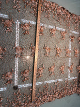 Crochet lace, beautiful floral crochet spiderweb lace with 3D flowers attached   39&quot; wide copper color lace fabroc sold by the yard