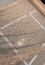 Spider web mesh with sequin embroidered, beautiful cream color mesh with gold sequin embroidery 52&quot; wide fabric sold by the yard