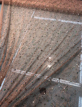 Mesh fabric with sequin embroidery, beautiful champagne color mesh with gold sequin 52&quot; wide fabric sold by the yard