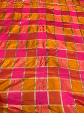 Viscose poly silky crepe plaid 44&quot; wide   Beautiful fusia mustard gold color combo sold by the yard