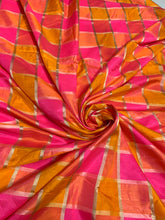 Viscose poly silky crepe plaid 44&quot; wide   Beautiful fusia mustard gold color combo sold by the yard