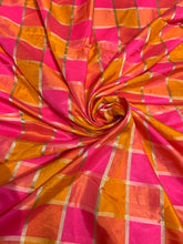 Viscose poly silky crepe plaid 44&quot; wide   Beautiful fusia mustard gold color combo sold by the yard