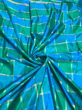 Viscose poly silky crepe check 44&quot; wide beautiful peacock colors sold by the yard