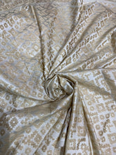 Viscose silky cotton ikat bricade 44&quot; wide  beautiful gold beige color sold by the yard
