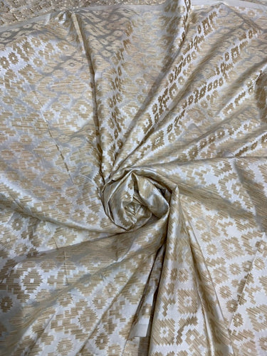 Viscose silky cotton ikat bricade 44" wide  beautiful gold beige color sold by the yard