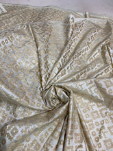 Viscose silky cotton ikat bricade 44&quot; wide  beautiful gold beige color sold by the yard
