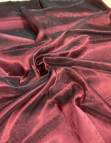 Matalic tissue organza 44" wide beautiful burgandy wine color sold by the yard   Best use for appreal & home decor