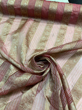 Silk organza stripped jaquard 45&quot; wide  beautiful red gold striped jaquard organza sold by the yard   Best use for Appearel & home decor