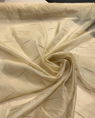100% silk organza geometric embroidery 45" wide   Beautiful beige gold color sold by the yard