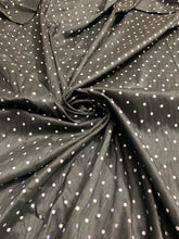 Shantung embaroidery 54&quot; wide   Beautiful black shantung with white polka dots embroidered sokd by the yard