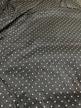 Shantung embaroidery 54&quot; wide   Beautiful black shantung with white polka dots embroidered sokd by the yard