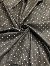 Shantung embaroidery 54&quot; wide   Beautiful black shantung with white polka dots embroidered sokd by the yard