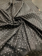 Shantung embaroidery 54&quot; wide   Beautiful black shantung with white polka dots embroidered sokd by the yard