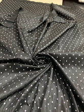 Shantung embaroidery 54&quot; wide   Beautiful black shantung with white polka dots embroidered sokd by the yard