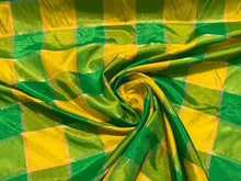 Viscose poly crepe matalic plaid fabric sold by thr yard  beautiful grren yellow gold color combination