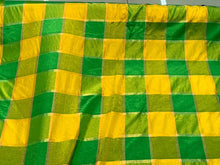 Viscose poly crepe matalic plaid fabric sold by thr yard  beautiful grren yellow gold color combination