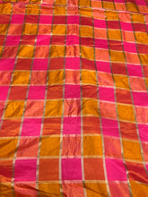 Viscose poly silky crepe plaid 44&quot; wide   Beautiful fusia mustard gold color combo sold by the yard